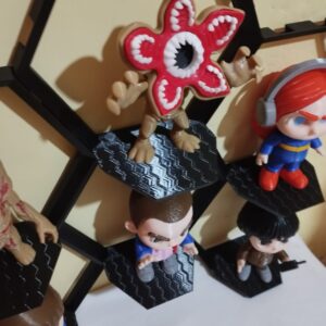 Exhibidor Hexagonal Modular para Funko Pop Impreso en 3D — Negro | SLGo3D