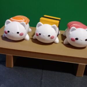 Gatos Sushi Kawaii Impresos en 3D — Set Decorativo con Mesa Japonesa | SLGo3D